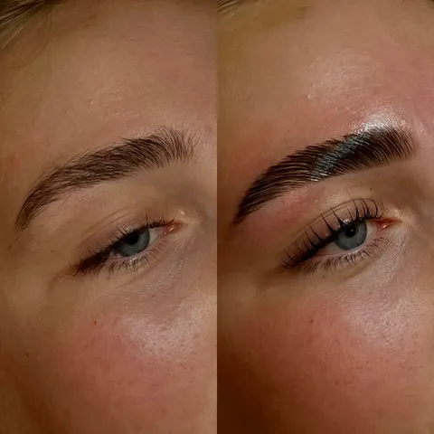 Voor en na brows & lashes: vollere wenkbrauwen en gelifte wimpers bij Pure Body Bliss